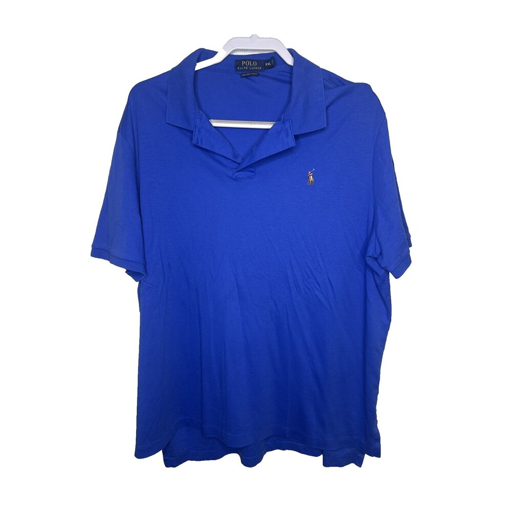 Polo Ralph Lauren Shirt Mens 2XL Blue Pima Cotton Soft Touch Short Sleeve Golf